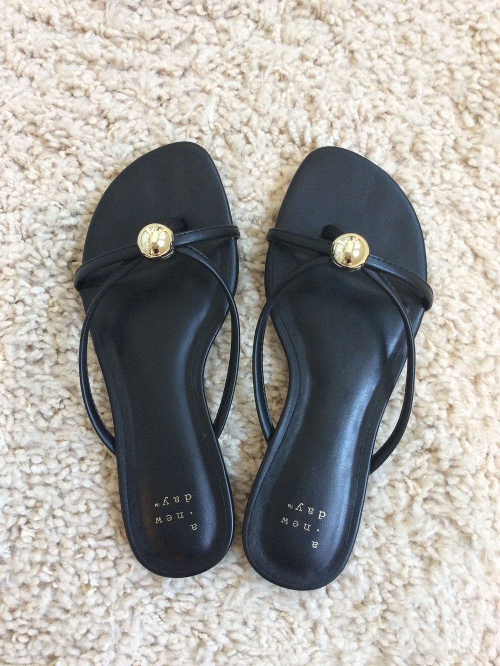 a new day Black Sandals with Gold Hardware Accent - Size 5 - Great Condition!